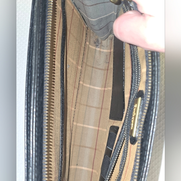 Vintage Burberry Black Pebbled Leather Zip Organizer Wristlet Nova Check - Picture 5 of 13